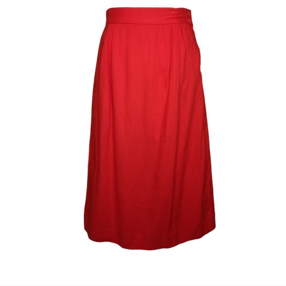NEW Vintage 80s bright red‎ modest midi skirt M